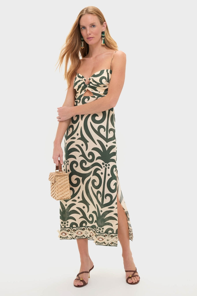 Ecru and Green Water Adventure Midi Dress | Johanna Ortiz Ecru and Green Water Adventure Midi Dress | Johanna Ortiz