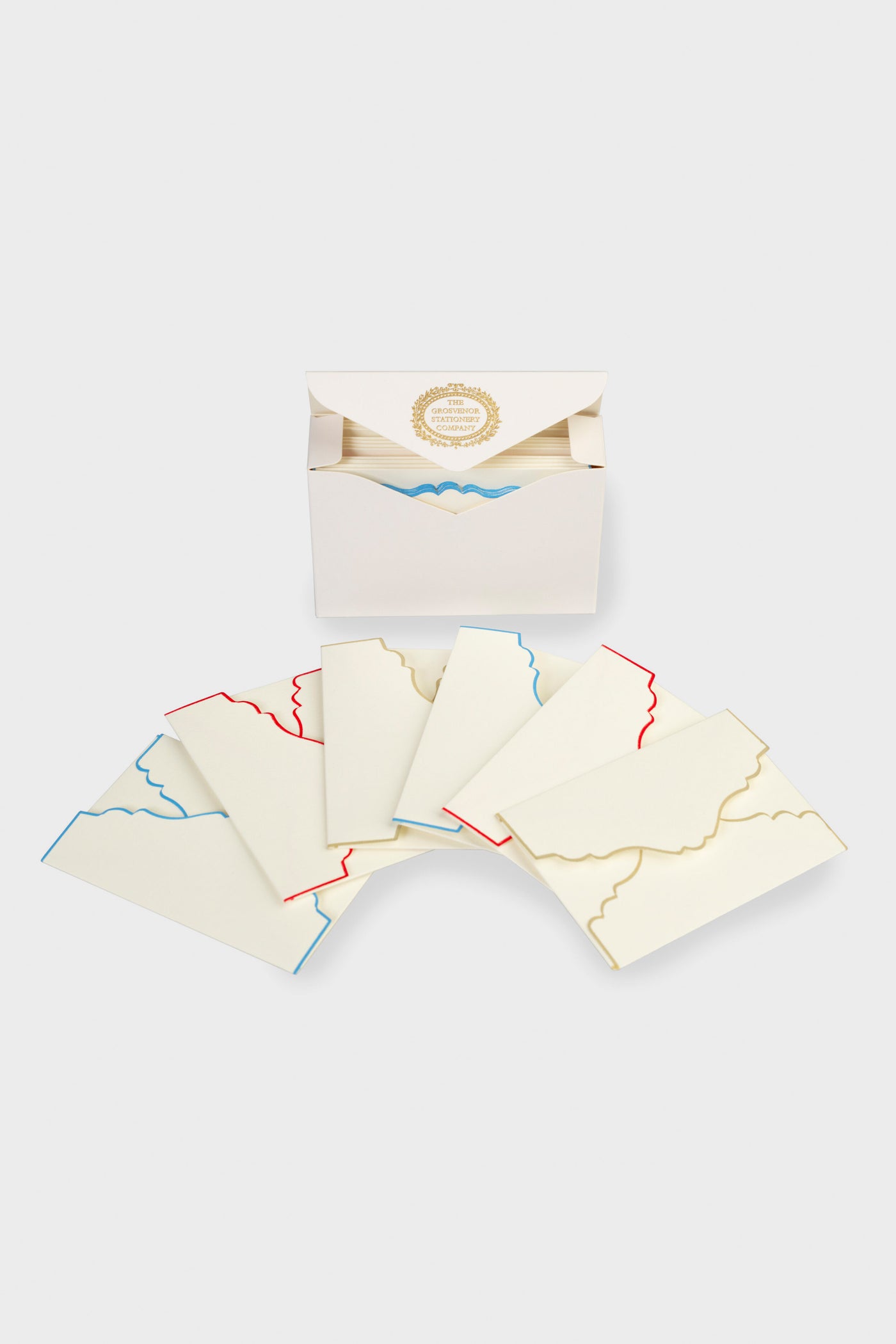 Mixed Colors Scalloped Ecru Cards and Envelopes