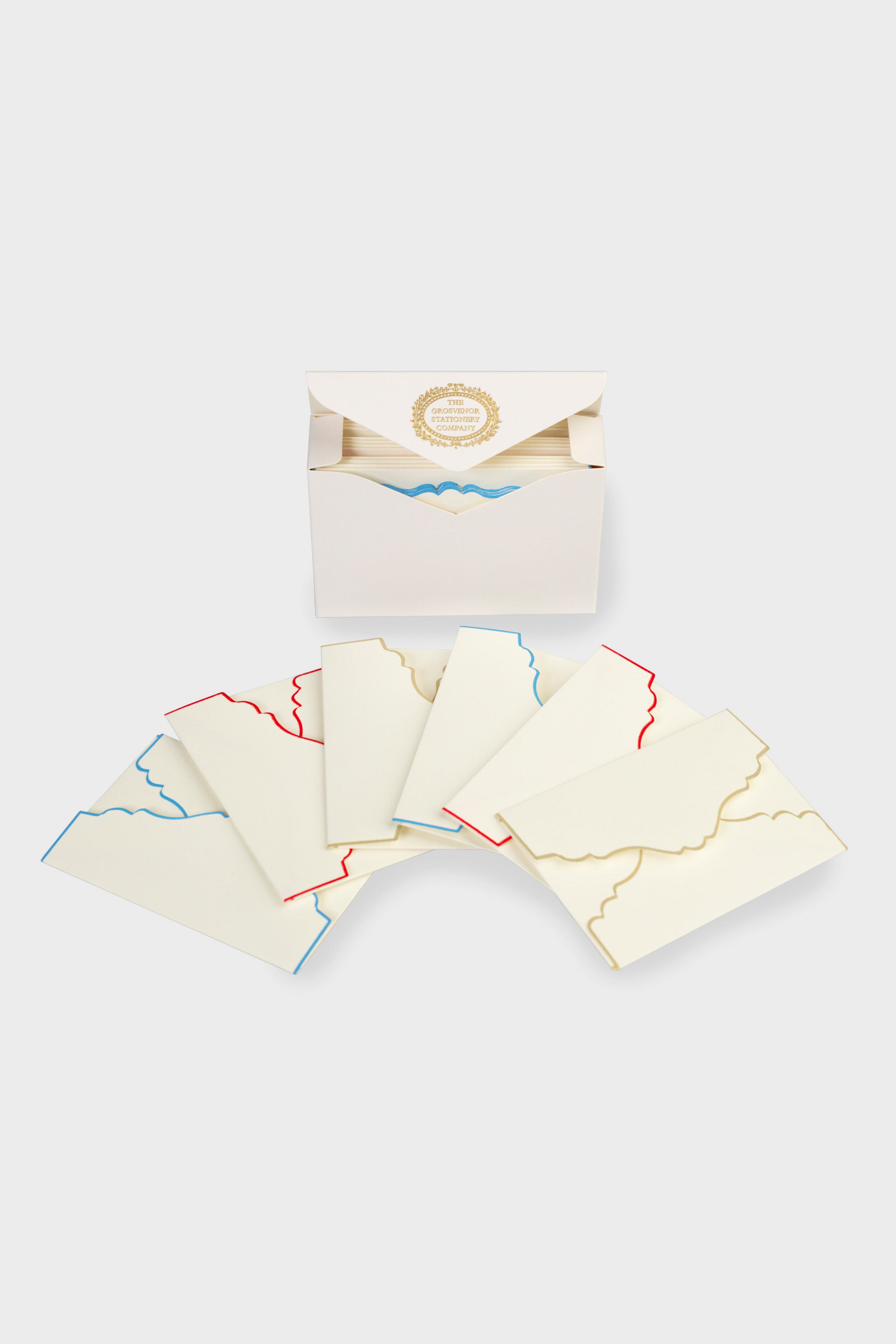 Mixed Colors Scalloped Ecru Cards and Envelopes