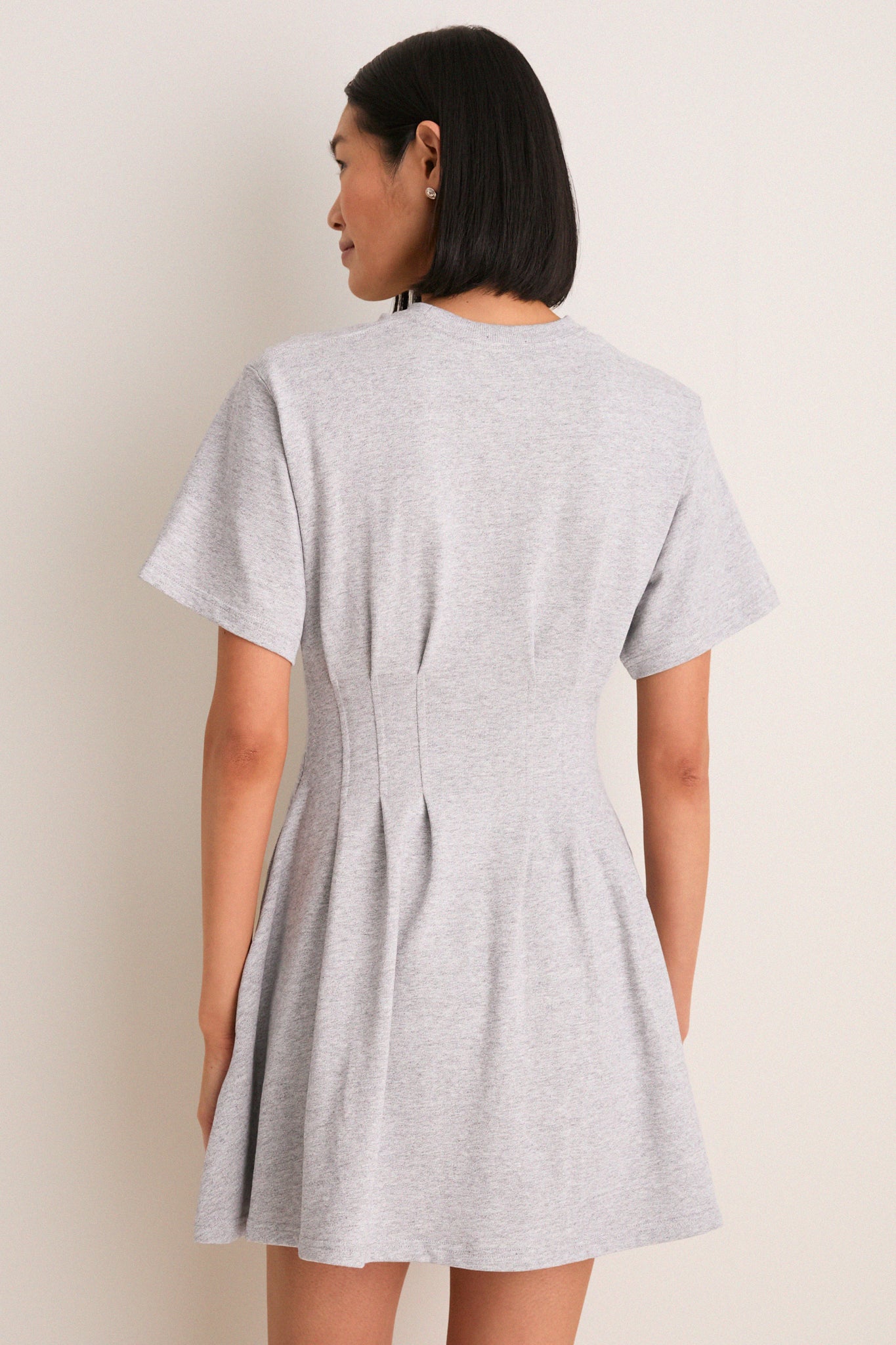 Cobblestone Heather Jersey Knit Crewneck Mini Dress