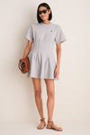 Cobblestone Heather Jersey Knit Crewneck Mini Dress