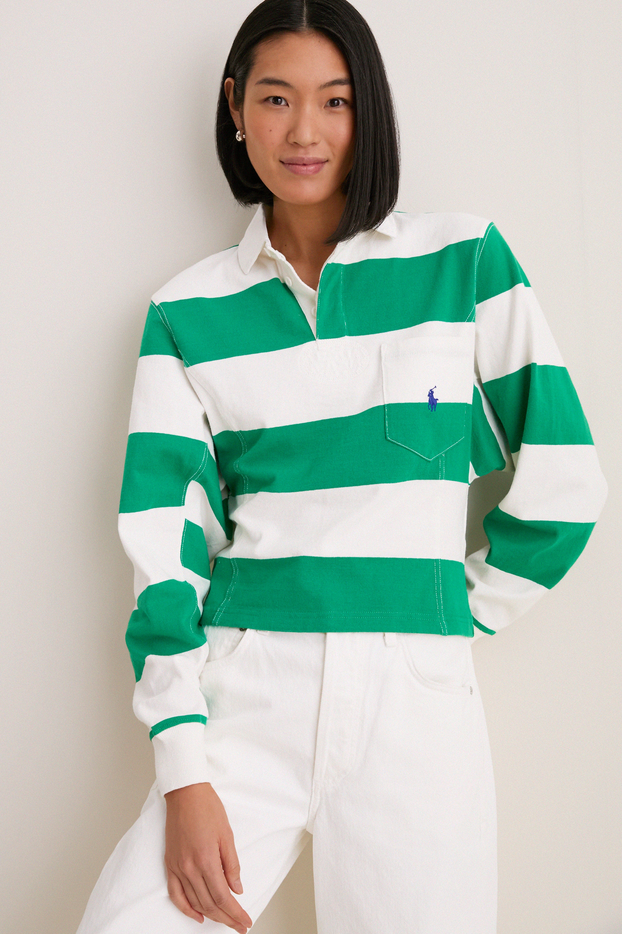Billiard Green and Deckwash White Vintage Jersey Knit Polo | Polo