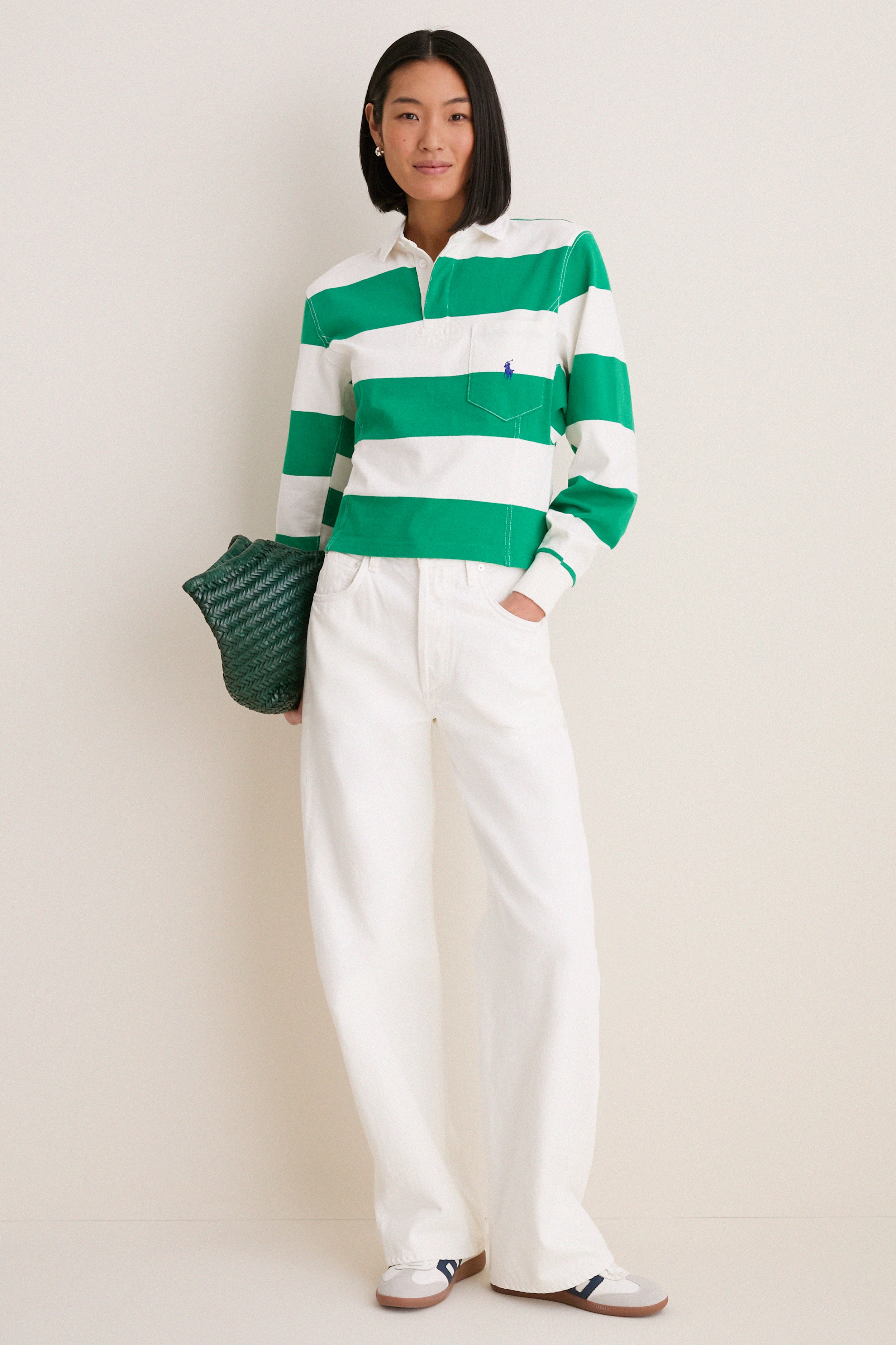 Billiard Green and Deckwash White Vintage Jersey Knit Polo | Polo