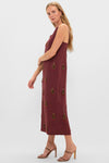 Pomegranate Linen Woven Straight Sleeveless Midi Dress