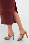 Pomegranate Linen Woven Straight Sleeveless Midi Dress