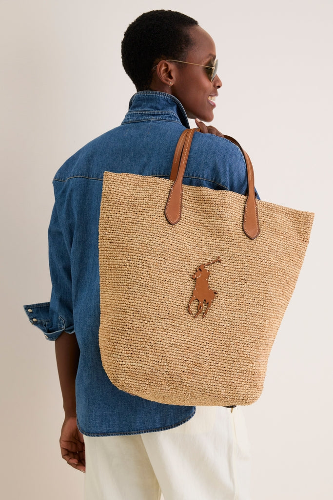 Natural Cuoio Raffia Tote