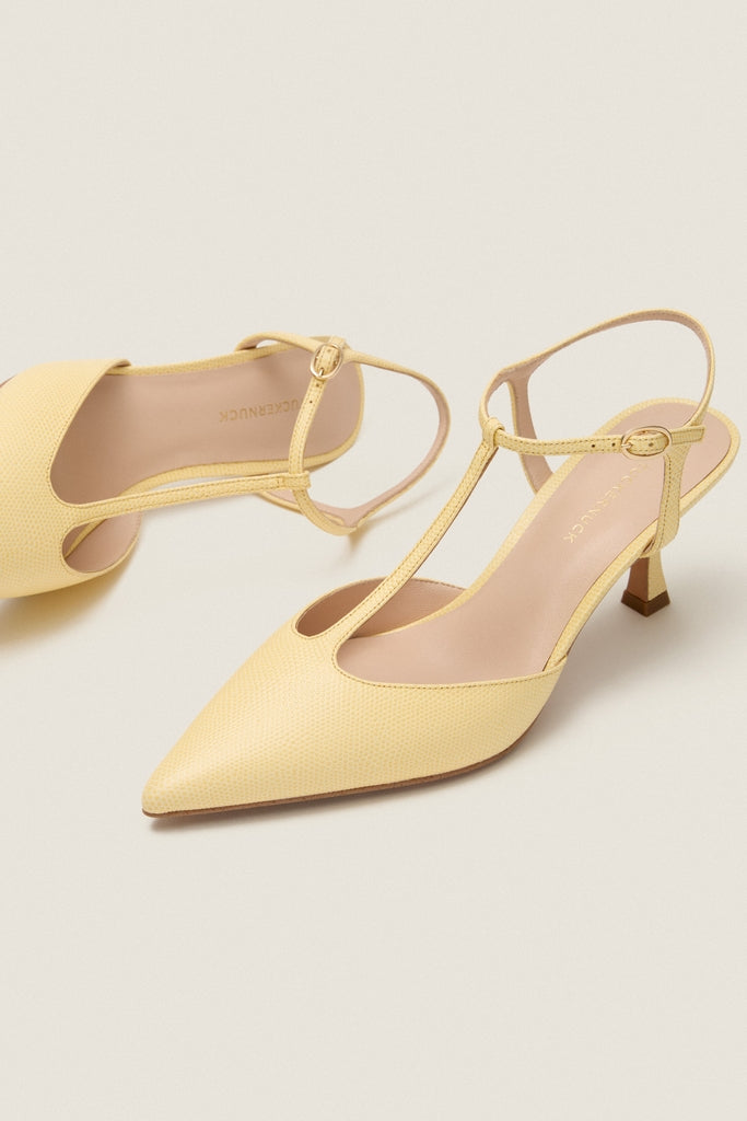 Butter Yellow Leather Margot Heels