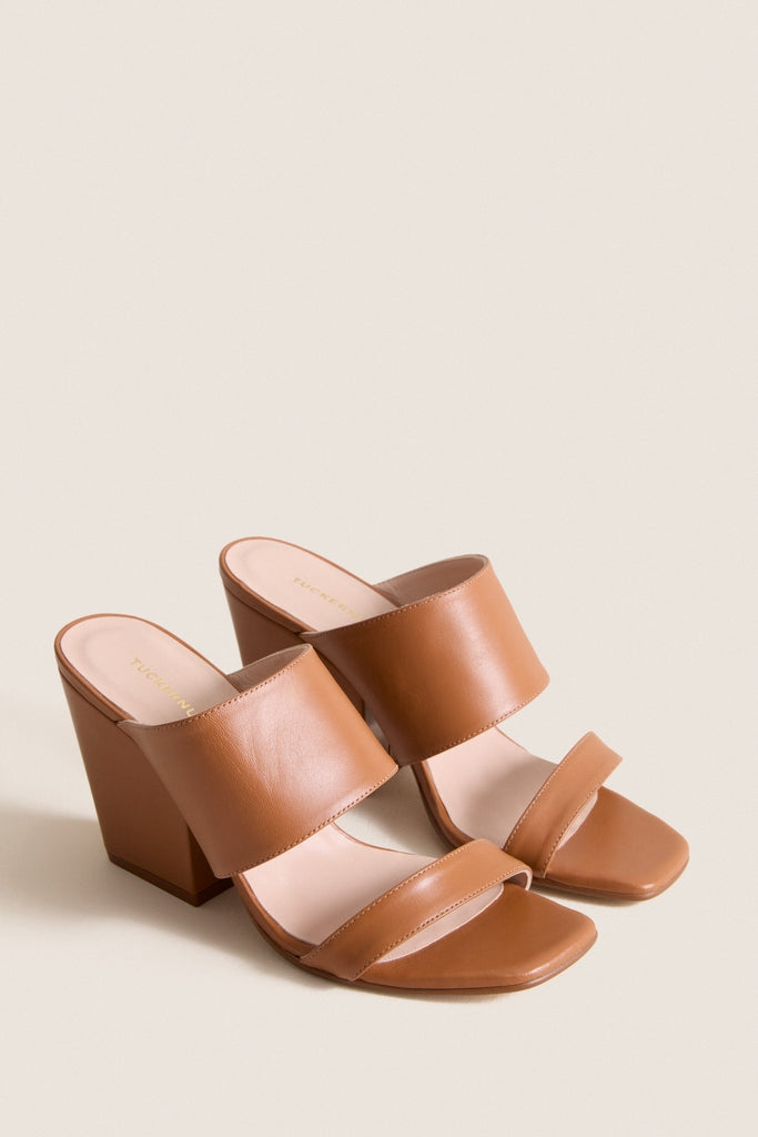 Cognac Leather Carly Heels