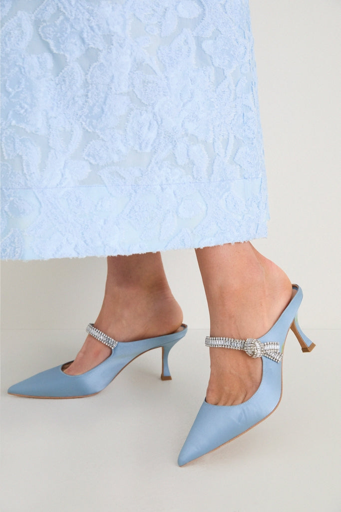Powder Blue Satin Mae Heels