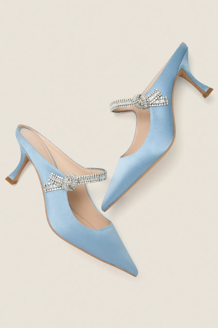 Powder Blue Satin Mae Heels