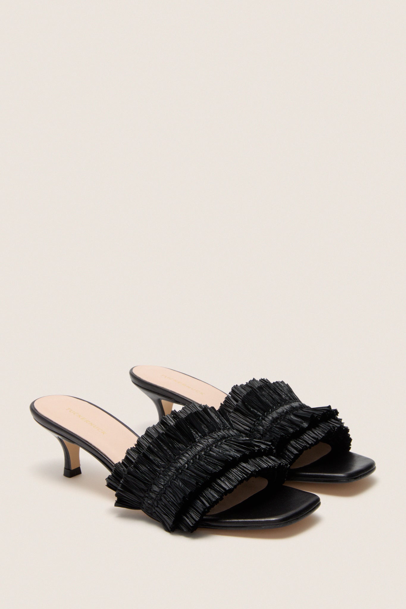 Black Raffia Christy Heels