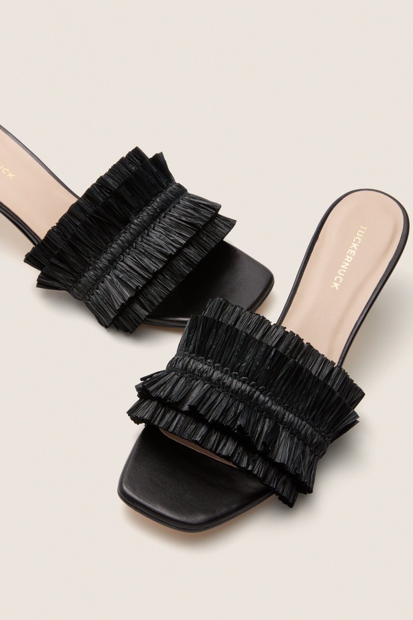 Black Raffia Christy Heels