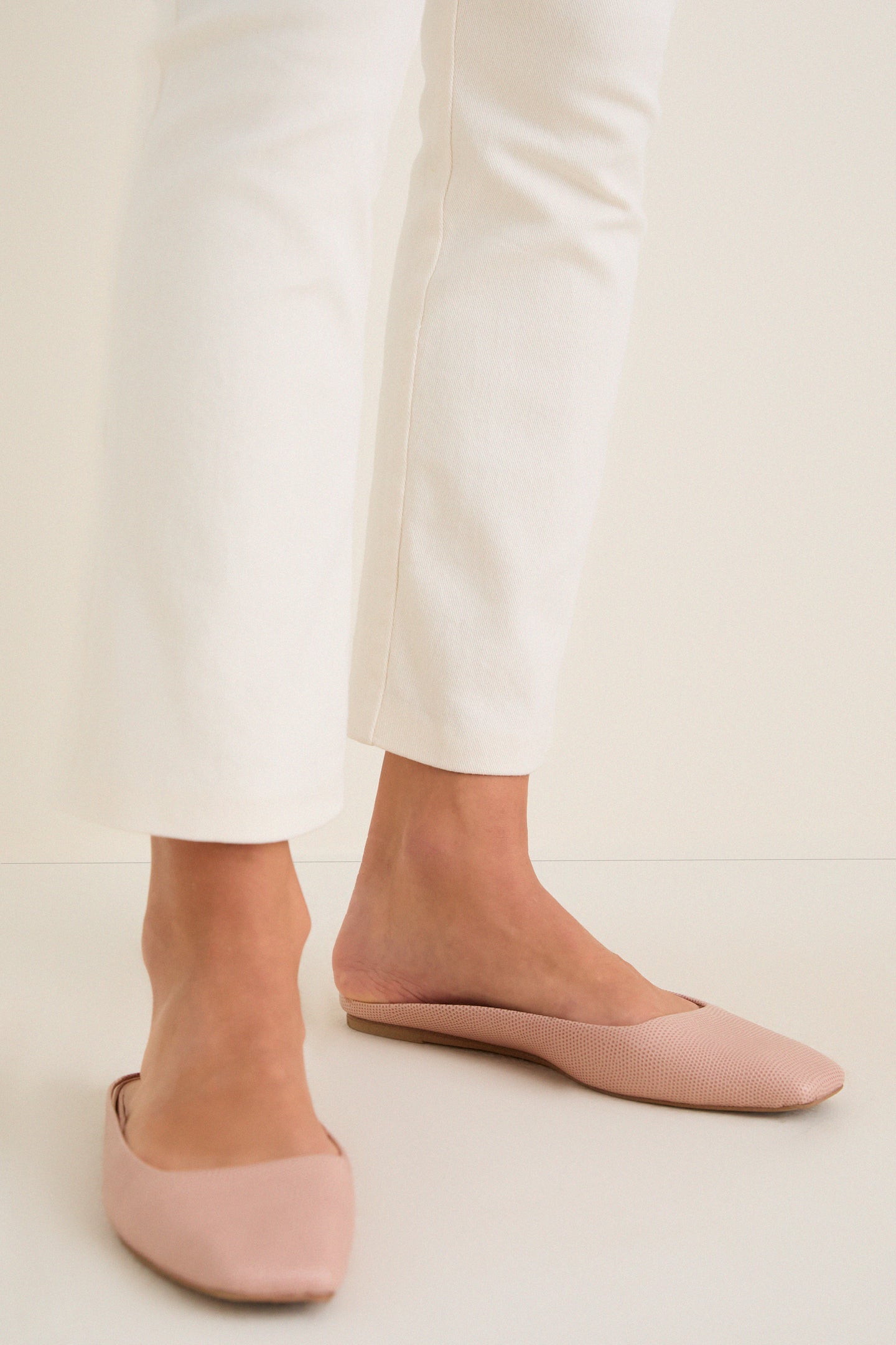 Pink Embossed Leather Nilli Flats