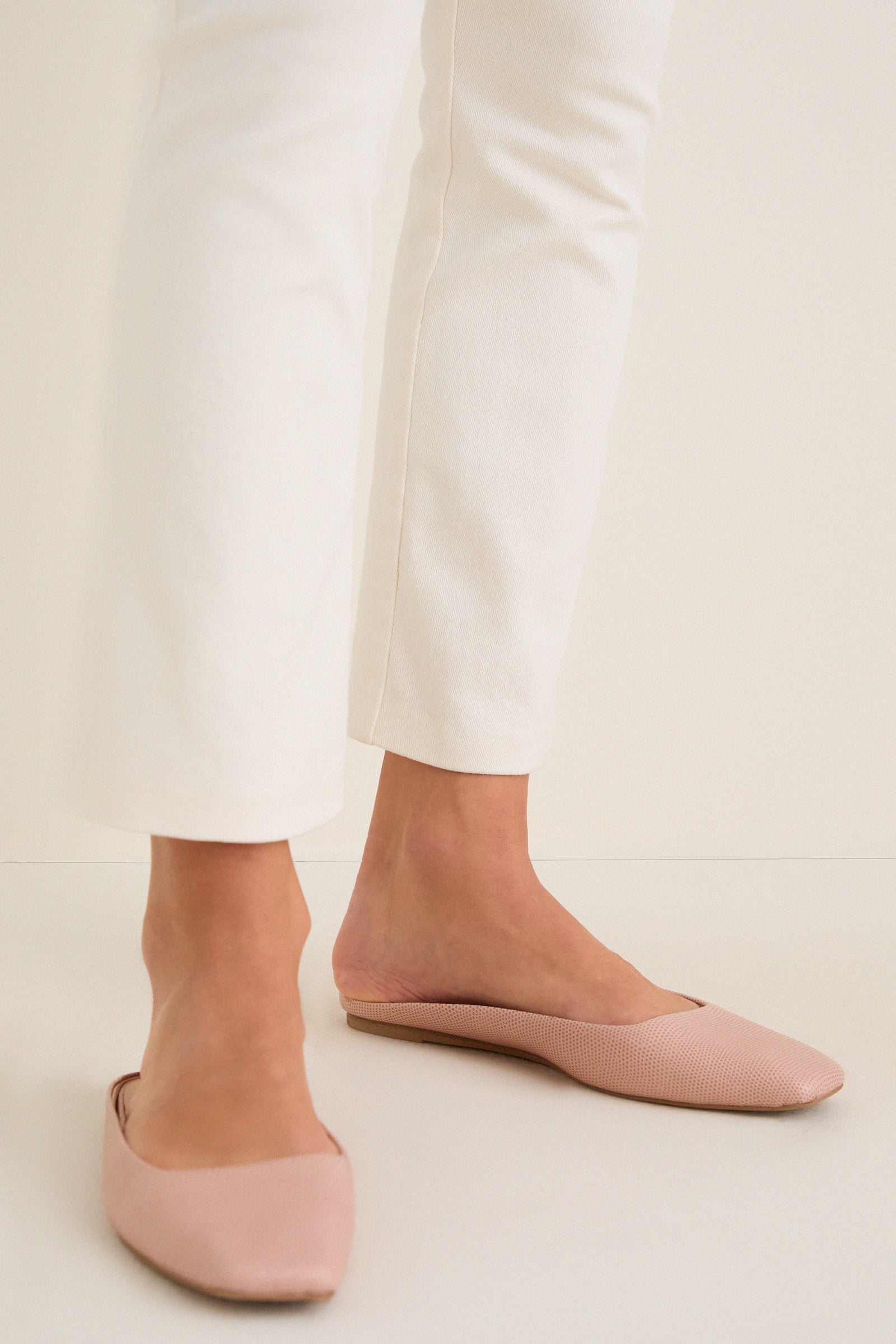 Pink Embossed Leather Nilli Flats