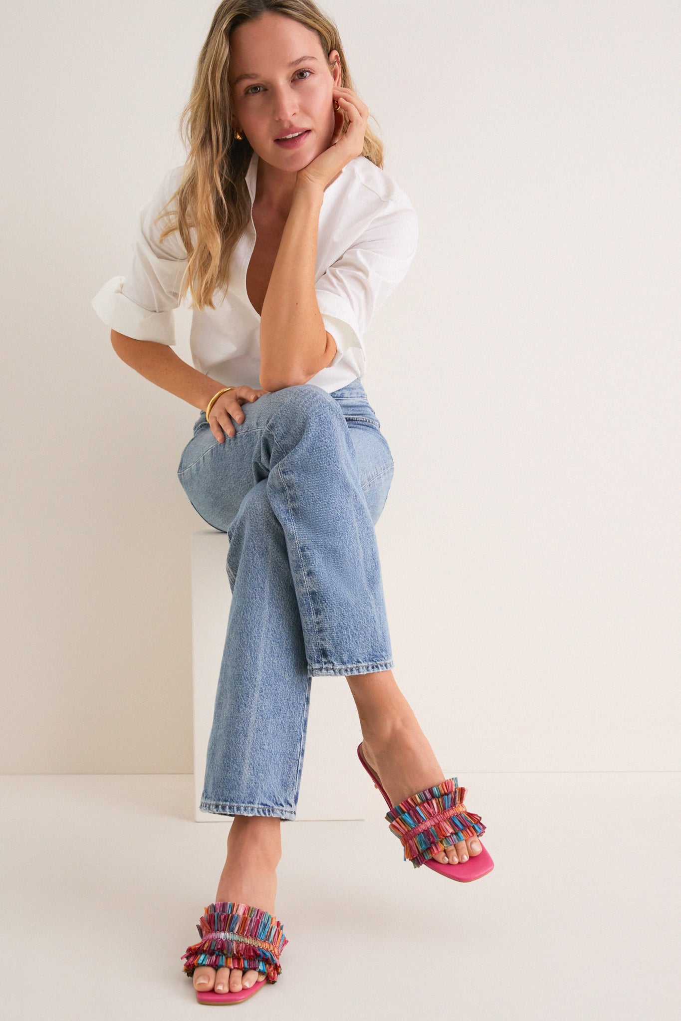 Rainbow Raffia Christy Heels