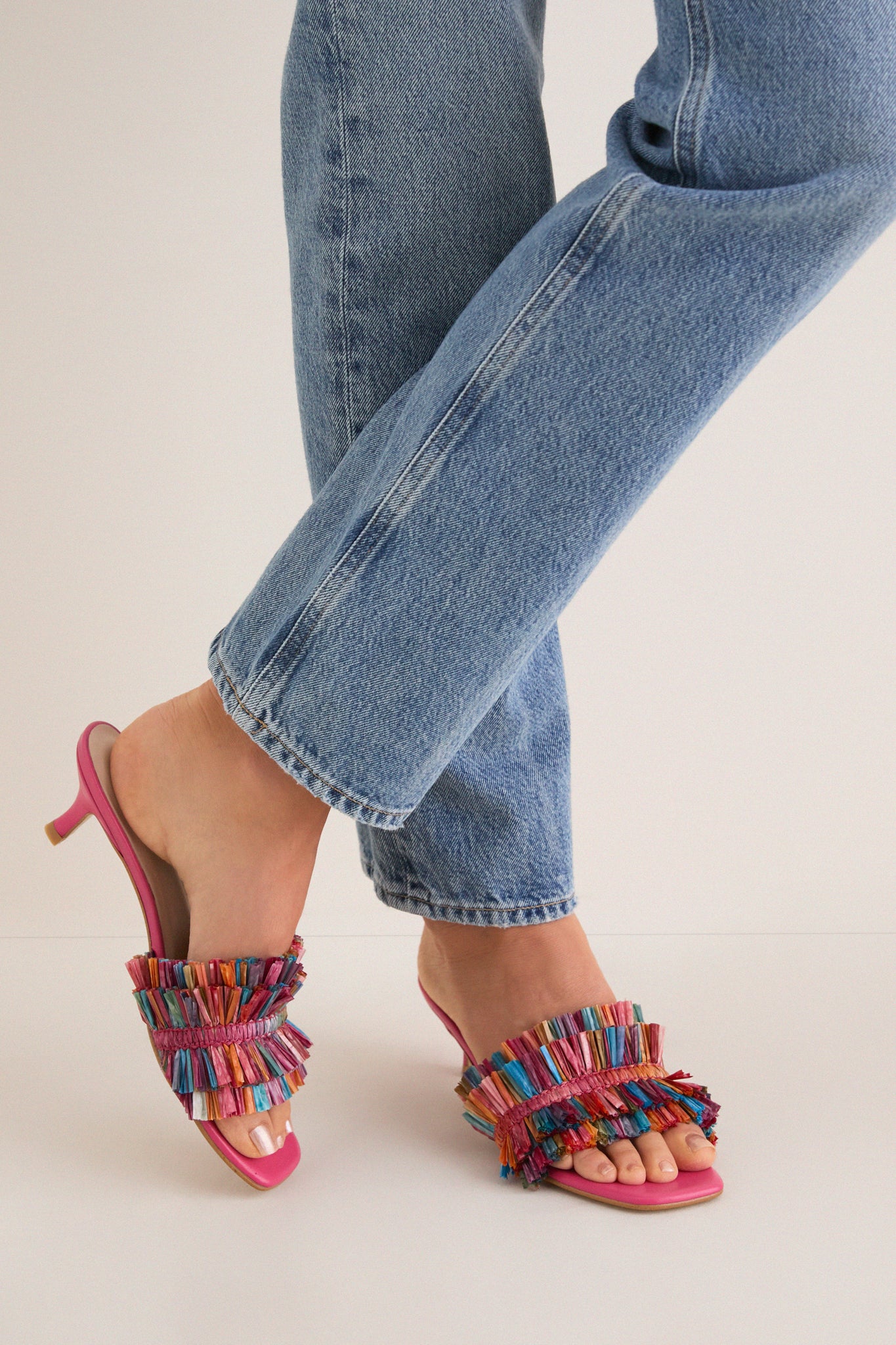 Rainbow Raffia Christy Heels