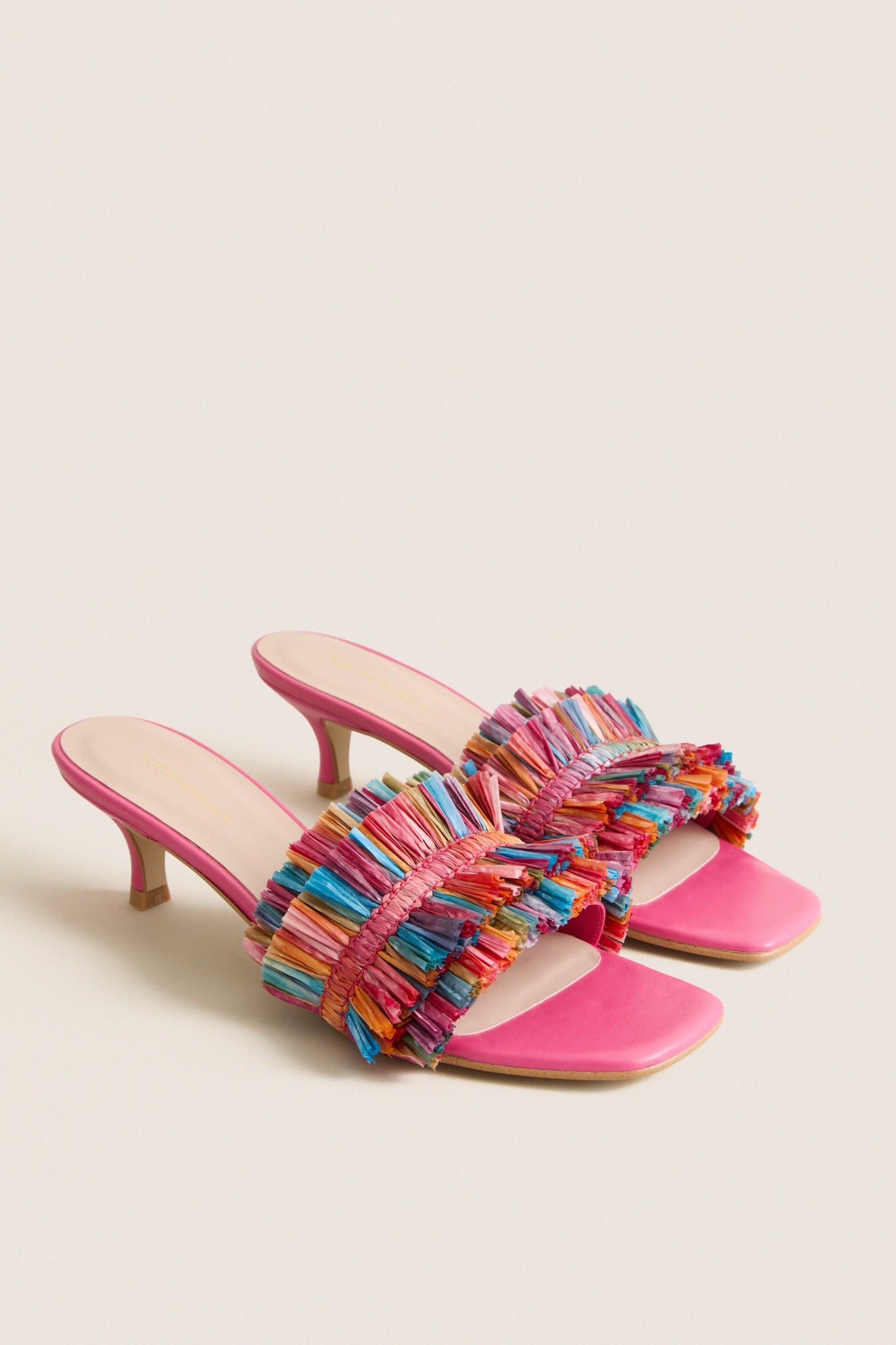 Rainbow Raffia Christy Heels