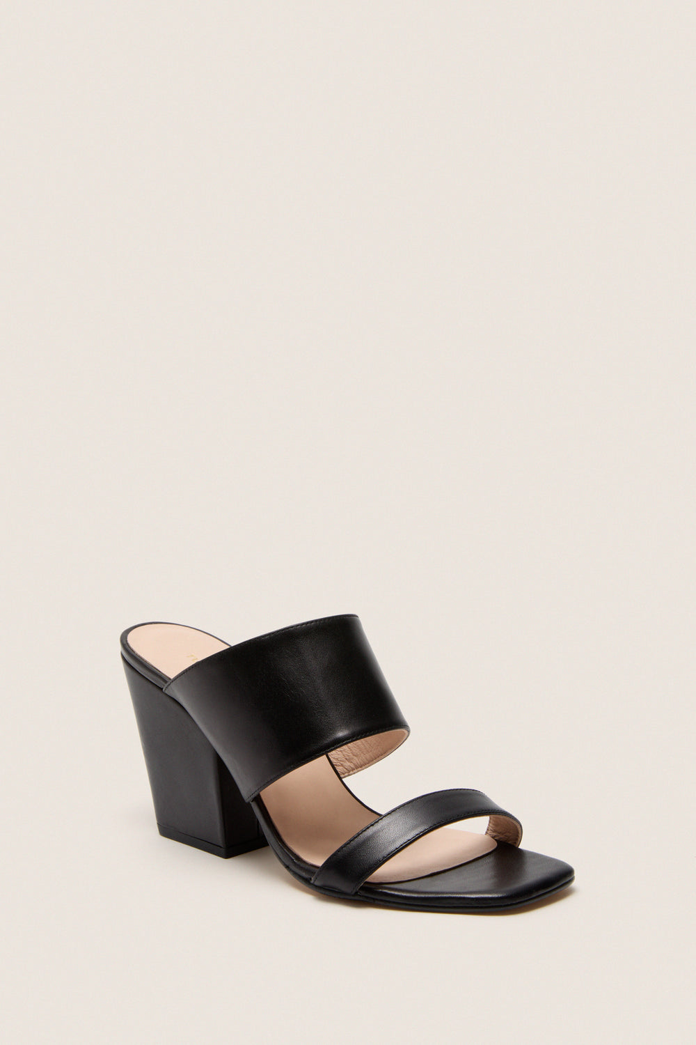 Black Leather Carly Heels
