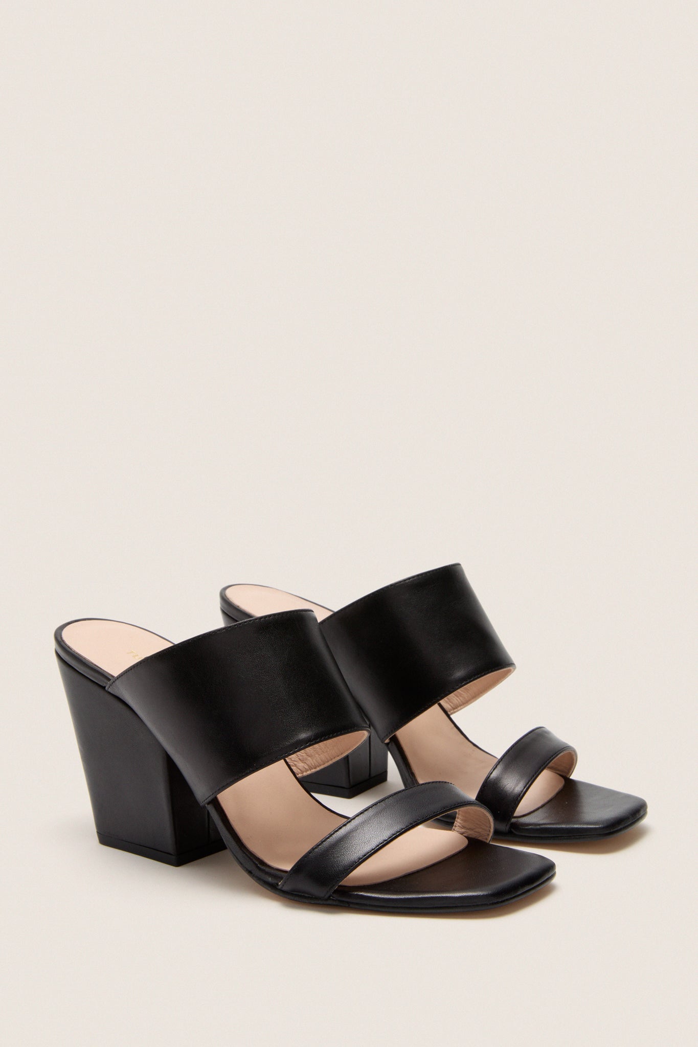 Black Leather Carly Heels