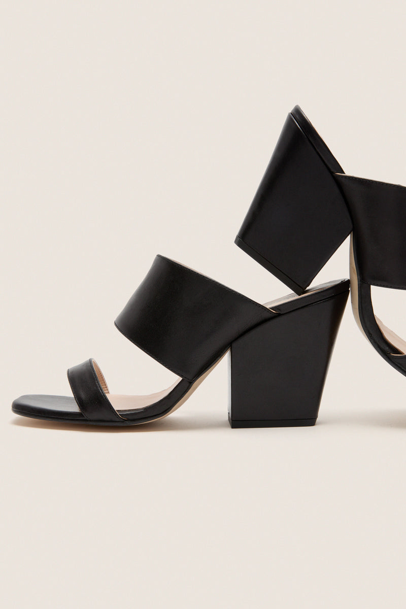 Black Leather Carly Heels