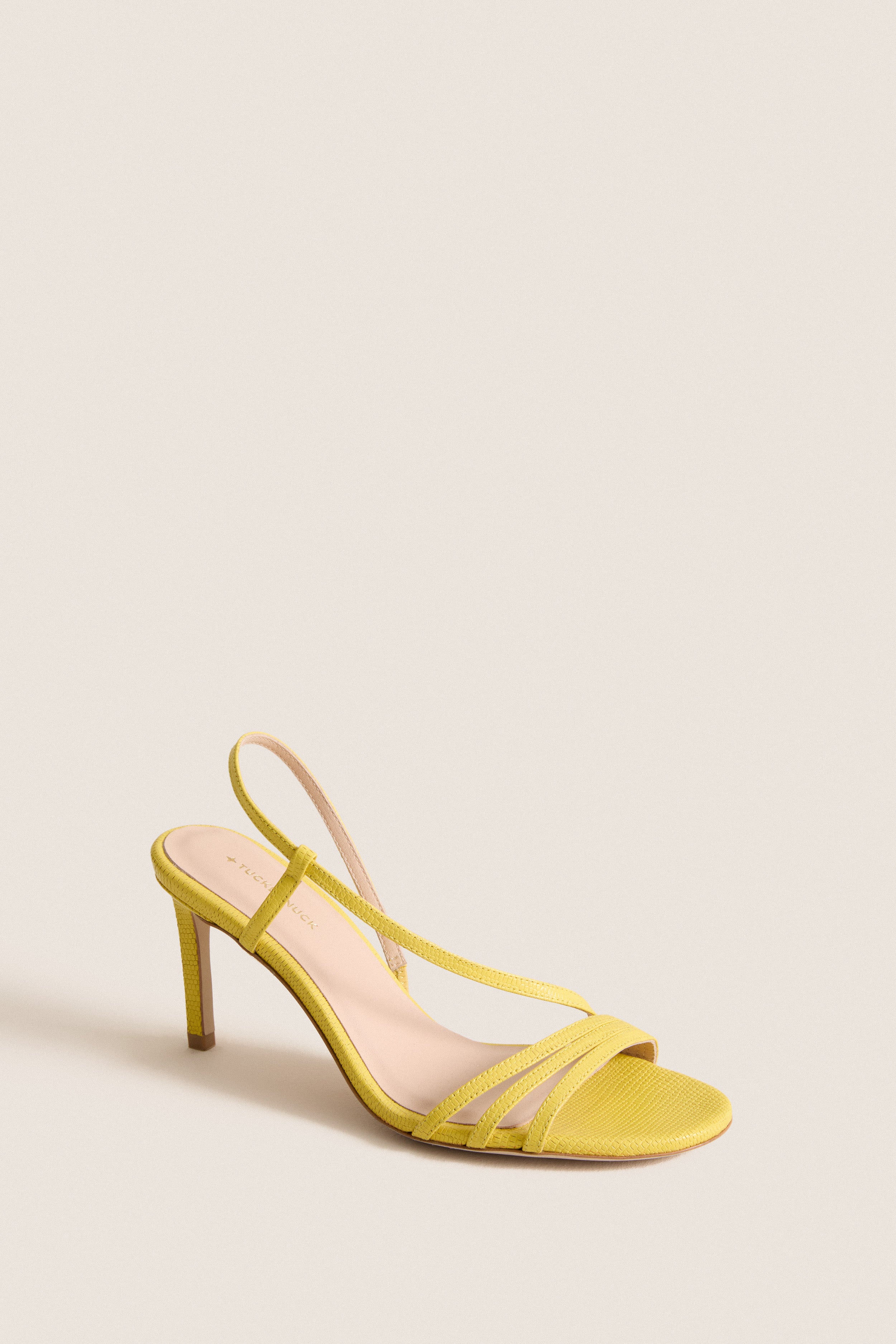 Lemon Yellow Embossed Leather Scarlet Heels | Tuckernuck Shoes