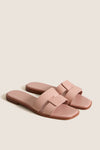 Pink Embossed Leather Muse Sandals