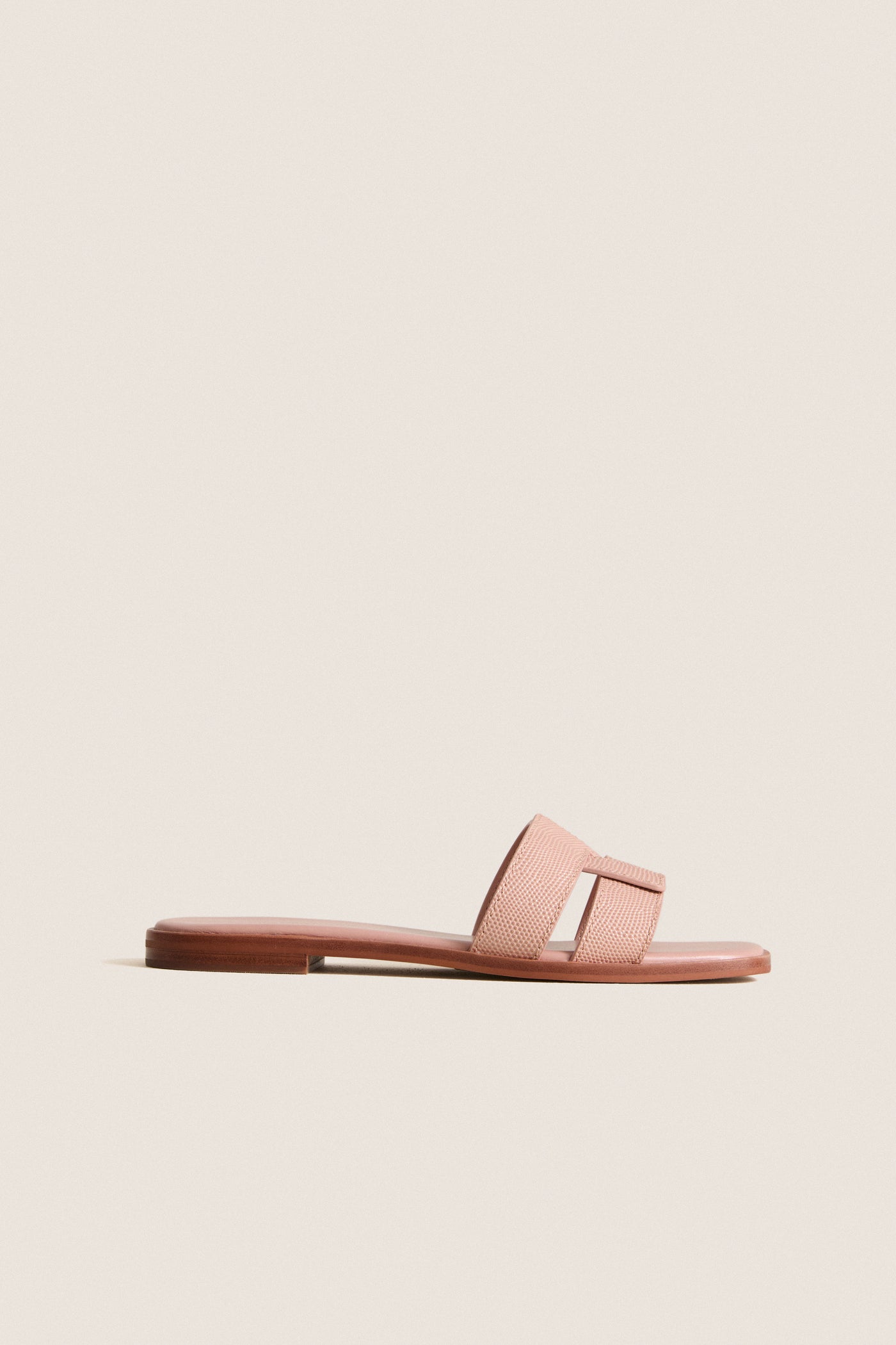 Pink Embossed Leather Muse Sandals