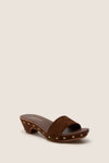 Chocolate Suede Rosalie Clog Sandals