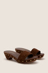 Chocolate Suede Rosalie Clog Sandals