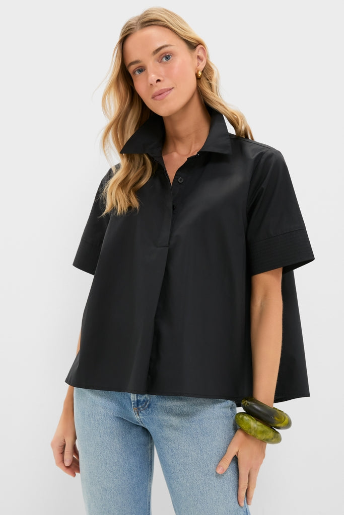 Black Cotton Adams Shirt