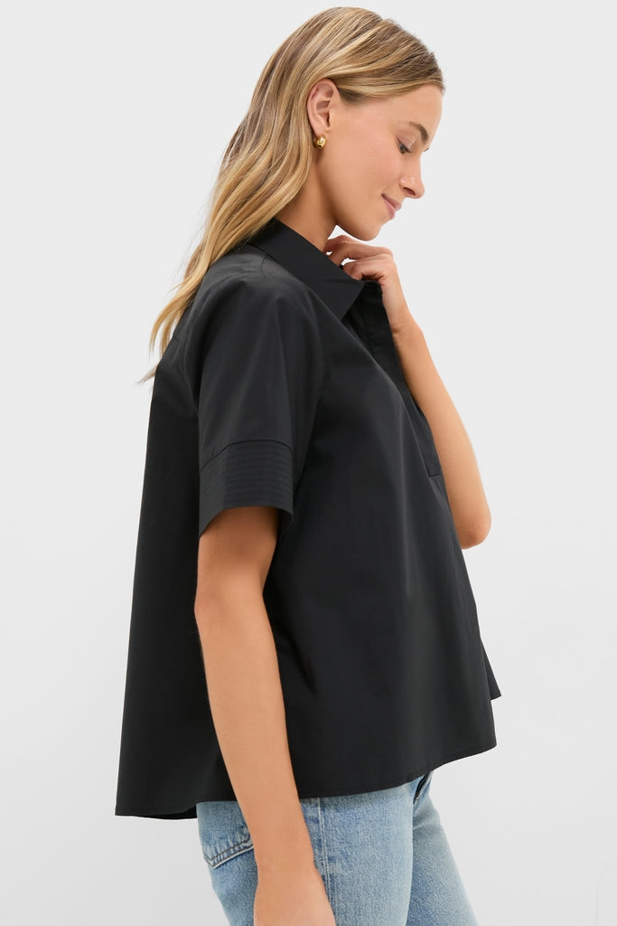 Black Cotton Adams Shirt