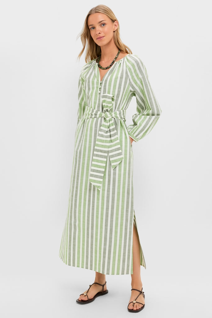 Tnuck Beach Lime Stripe Maryse Caftan Green Stripe / XL