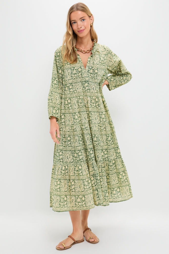 long sleeve caftan dress Tnuck Beach Calypso Reef Long Sleeve Salty Paloma Caftan Calypso Reef / XL