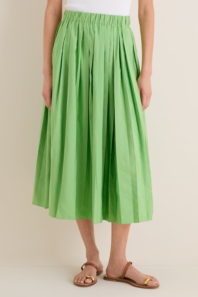 Pistachio Pleated Dixon Midi Skirt