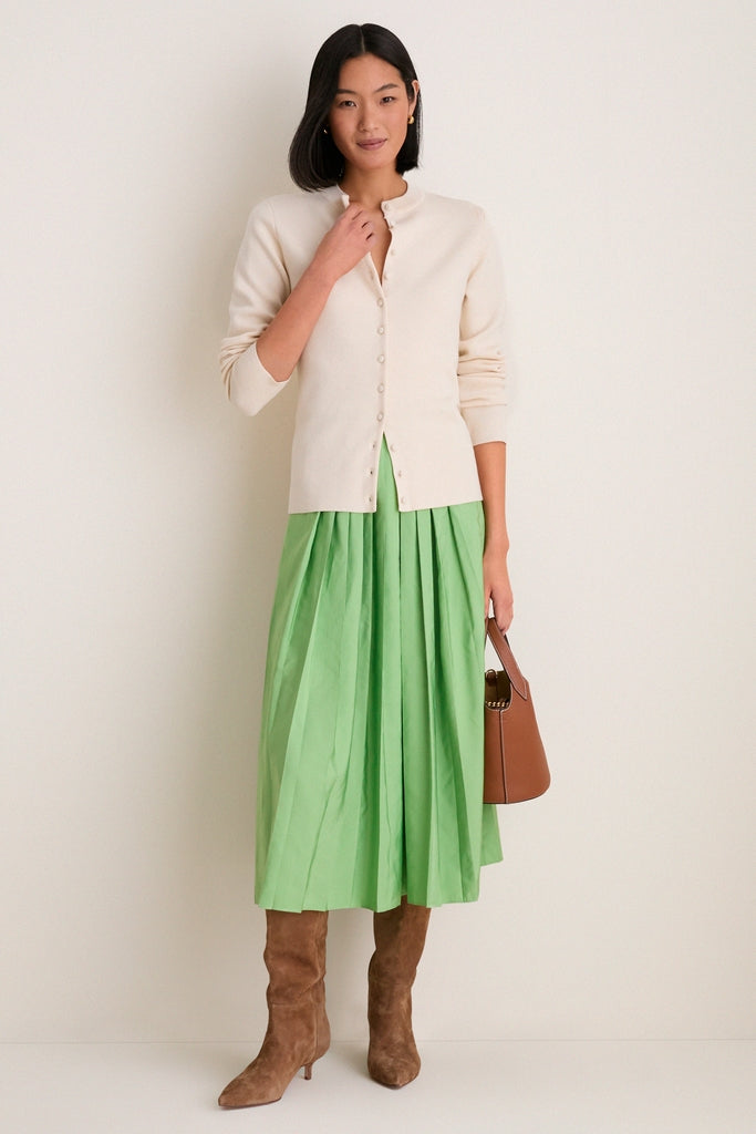 Pistachio Pleated Dixon Midi Skirt