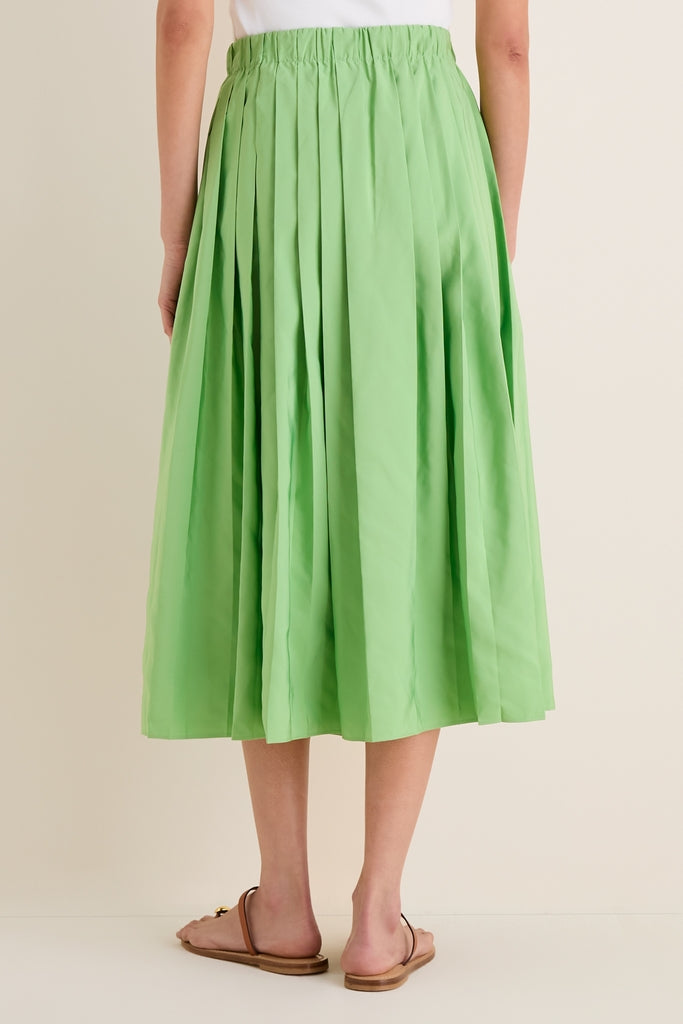 Pistachio Pleated Dixon Midi Skirt