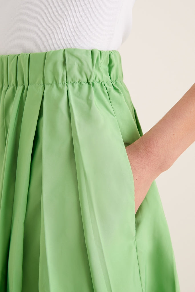 Pistachio Pleated Dixon Midi Skirt