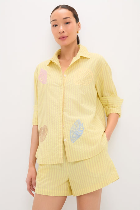 Citrine Stripe Embroidered Nadine Button Down