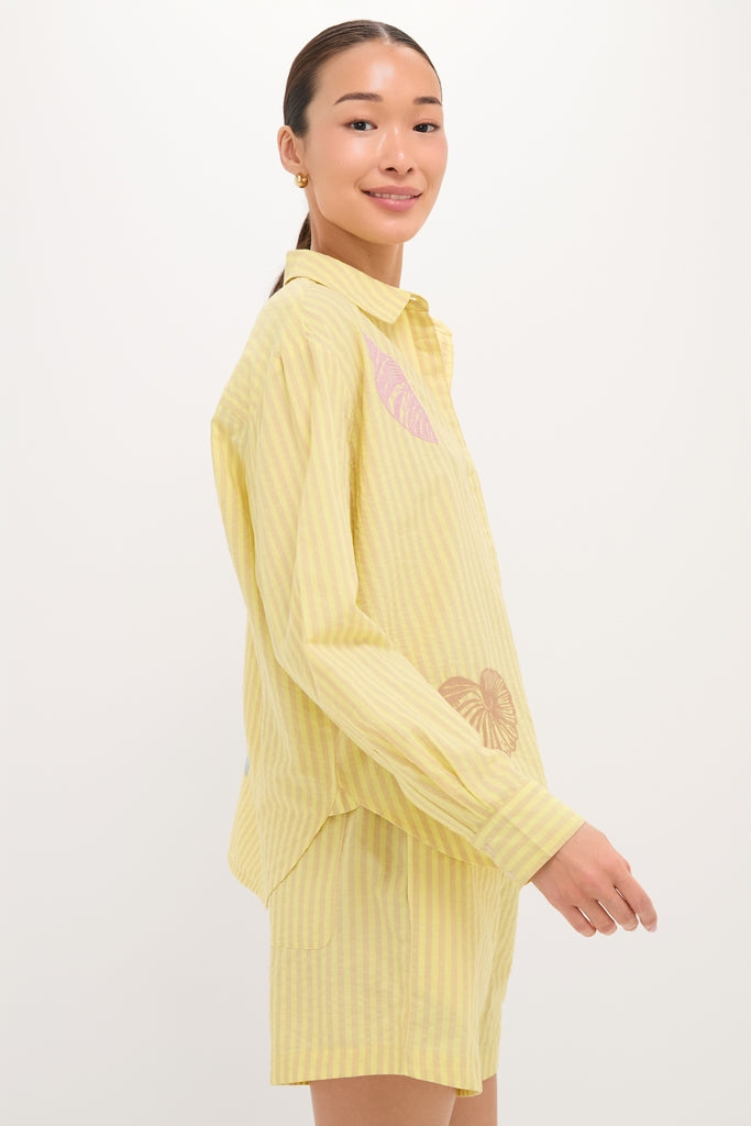 Citrine Stripe Embroidered Nadine Button Down