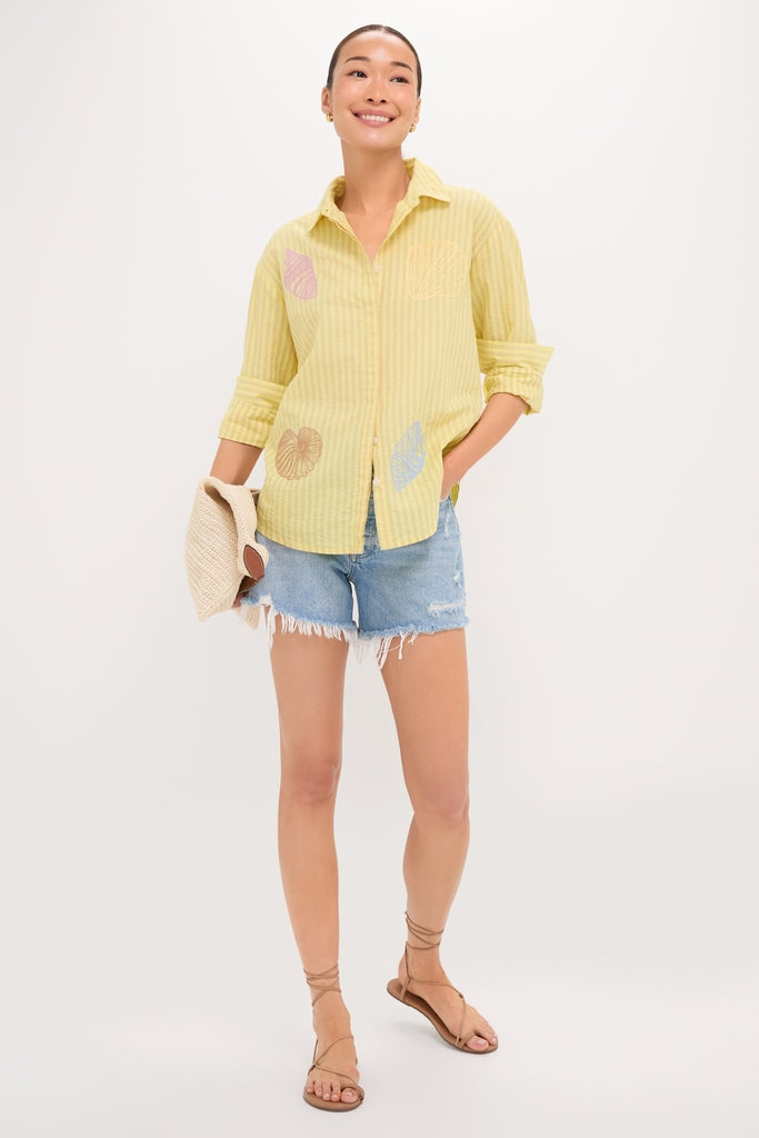 Citrine Stripe Embroidered Nadine Button Down