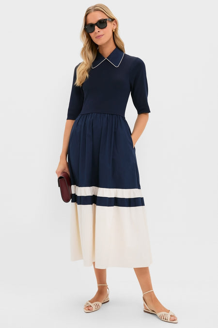 Navy Short Sleeve Marina Dress