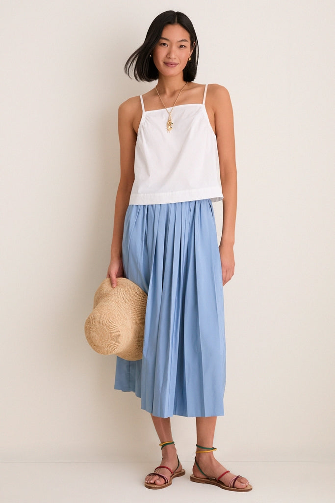 Blue Fog Pleated Dixon Midi Skirt