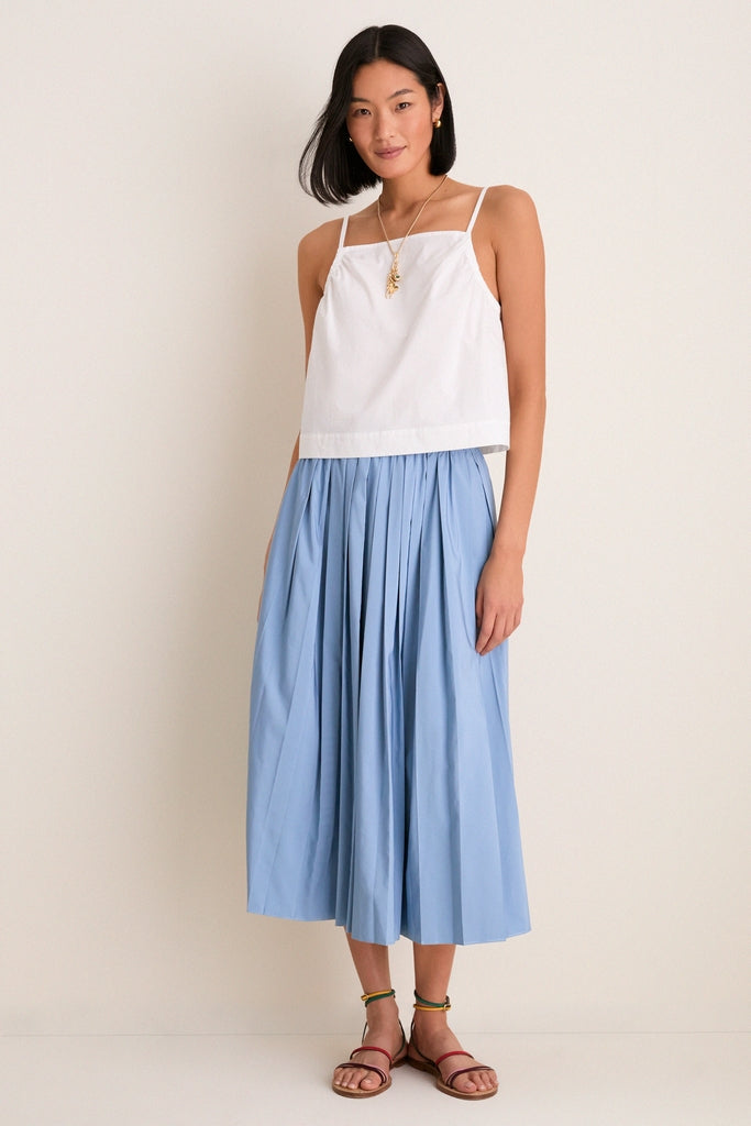 Blue Fog Pleated Dixon Midi Skirt