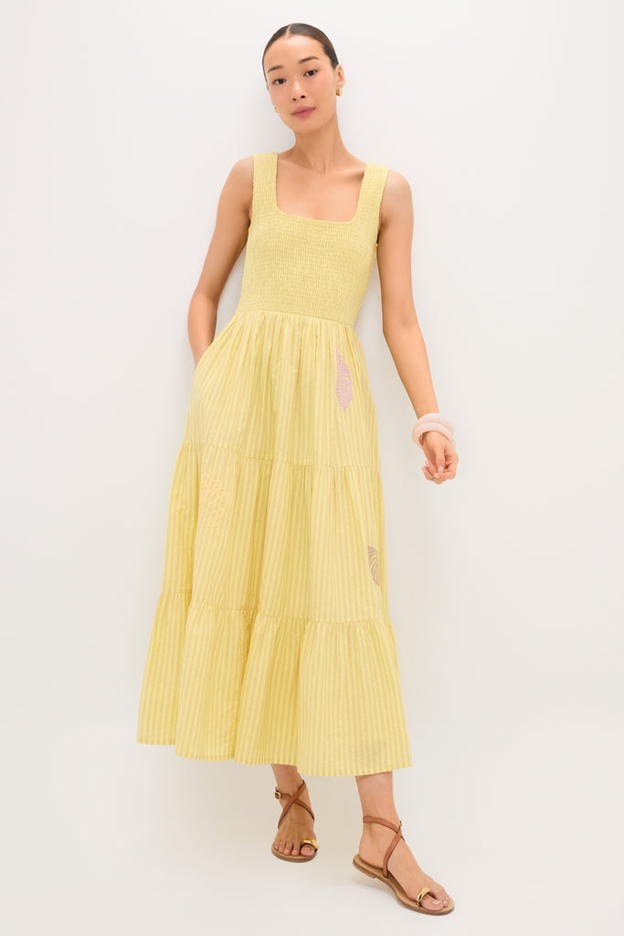 Citrine Stripe Embroidered Mallie Dress