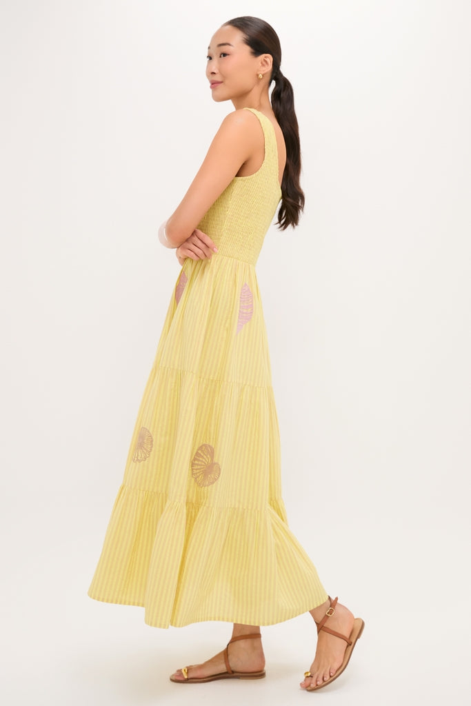 Citrine Stripe Embroidered Mallie Dress