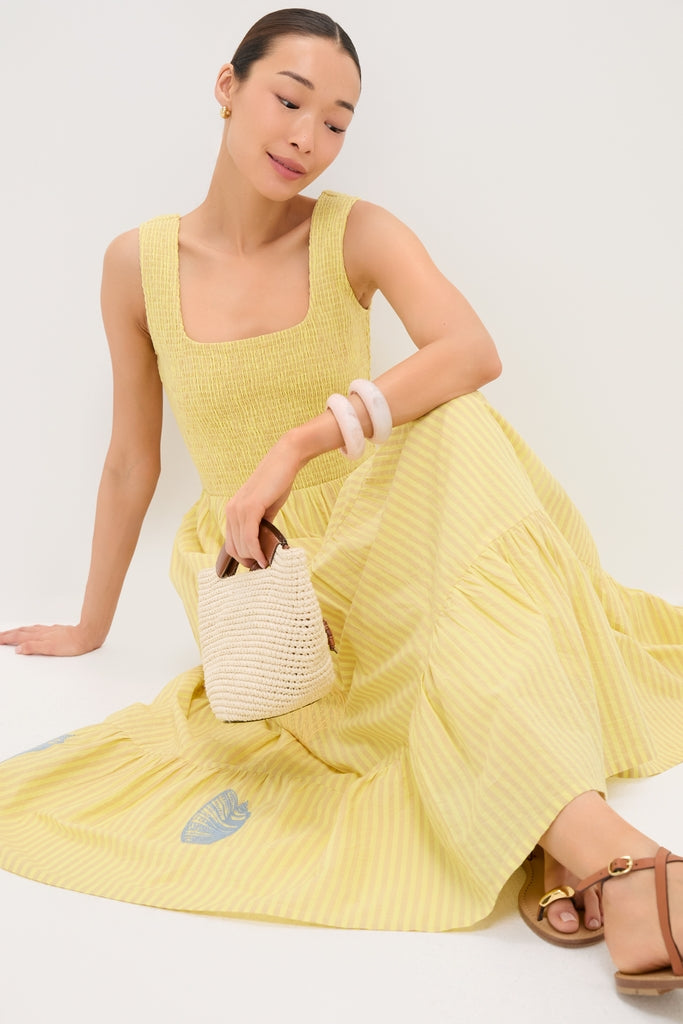 Citrine Stripe Embroidered Mallie Dress
