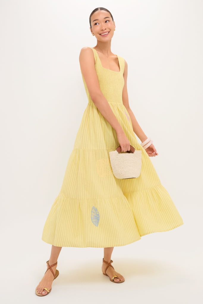 Citrine Stripe Embroidered Mallie Dress