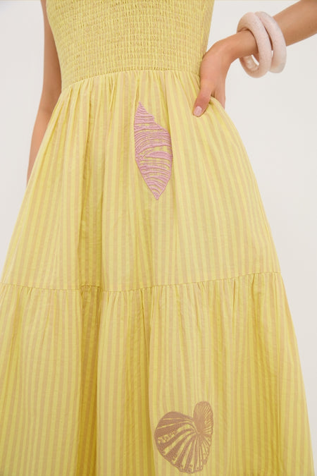 Citrine Stripe Embroidered Mallie Dress