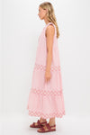 Conch Pink Geometric Embroidered Salty Paloma Caftan