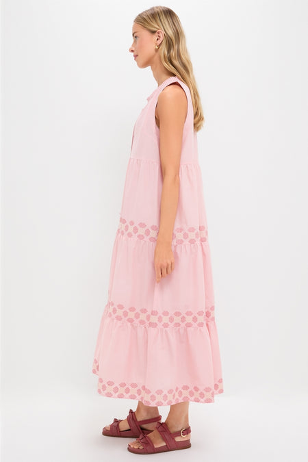 Conch Pink Geometric Embroidered Salty Paloma Caftan
